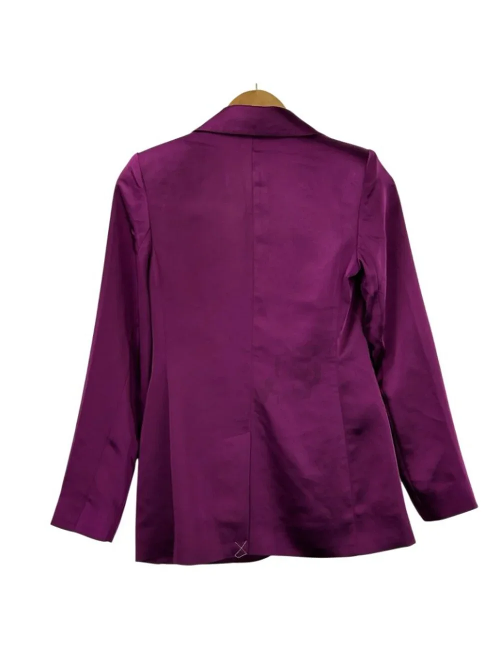 Express Women’s size XS Fuchsia Satin Blazer One Button Notch Jacket NWT$168 - Picture 2 of 15